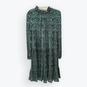 Beautiful Maison Tara Dress Burnout Velvet Green Black 8